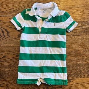 Ralph Lauren Romper in Green and White Stripes